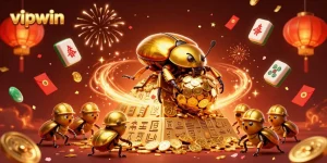 Spin and win at vipwin with golden coins and festive casino symbols illuminating the scene.