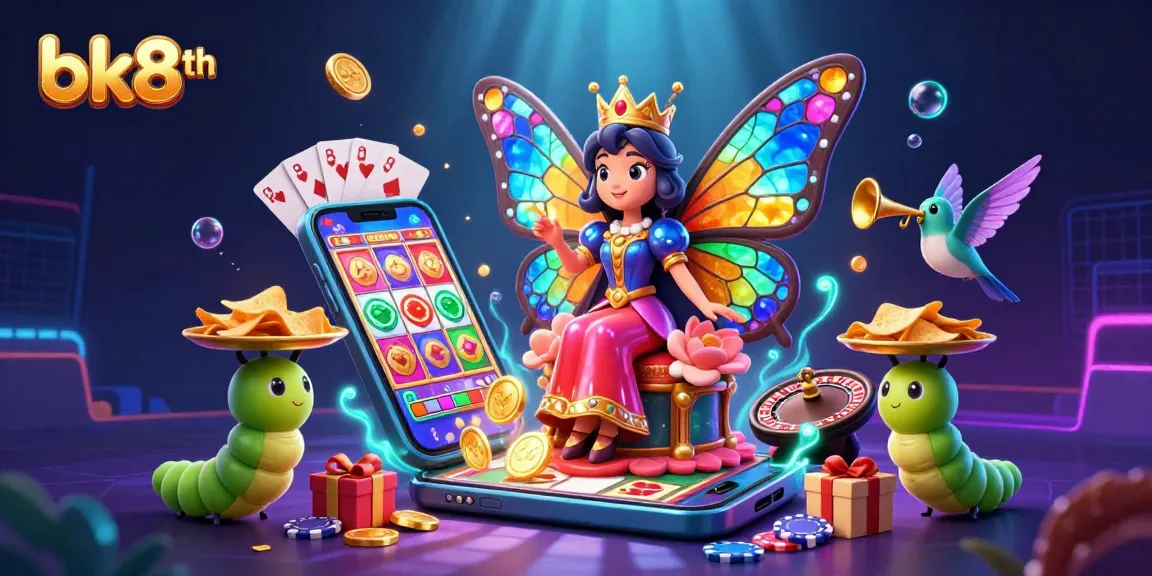 Engage with bk8th's vibrant slot game experience featuring a magical butterfly queen.