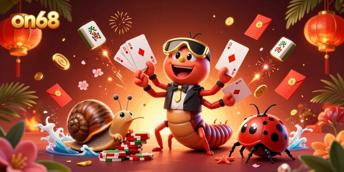 Experience thrilling gaming action with on68 in an exhilarating 3D casino atmosphere featuring unique characters.