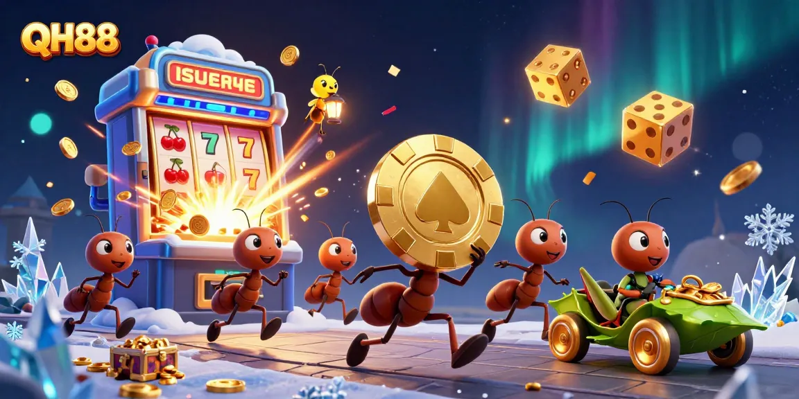 Engage with QH88's exciting gaming world where a cartoon team of ants executes a bold chip heist.