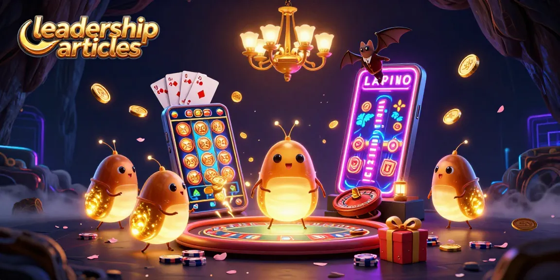 Engage with leadership articles through a vibrant gaming scene featuring glowworms lighting up a cave casino.