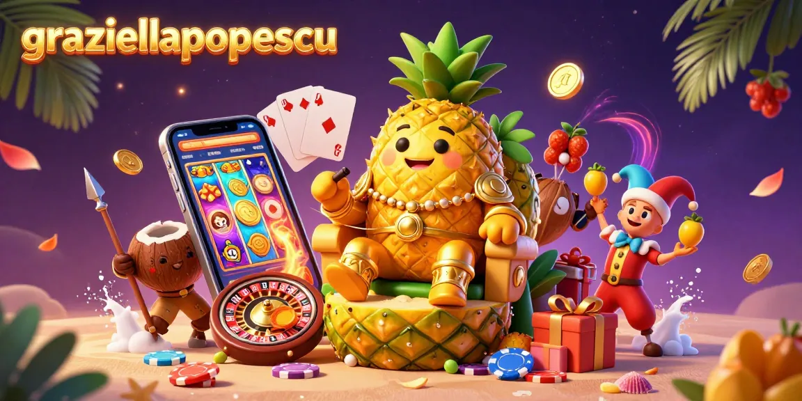 Experience the excitement of graziellapopescu slot games with a lively golden pineapple king and fantasy elements.