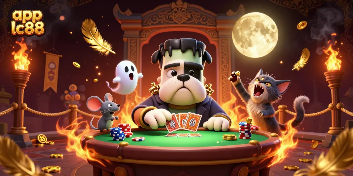 Engage with app lc88 at a lively casino scene featuring playful characters and dynamic elements.