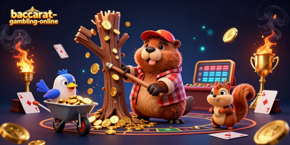 Engage with baccarat-gambling-online featuring an interactive baccarat table, vibrant characters, and golden rewards.