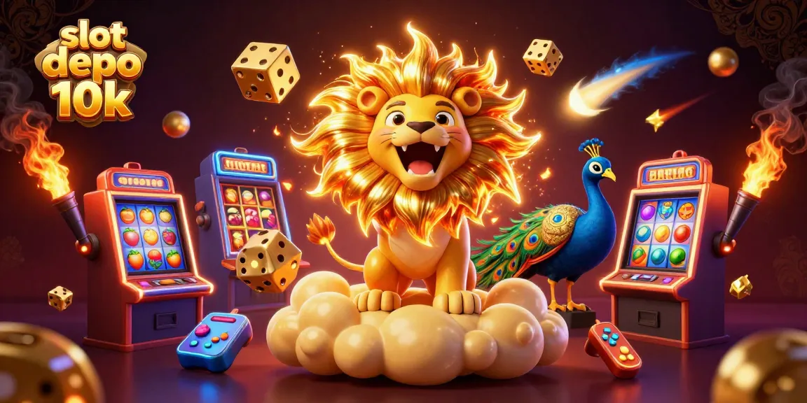 Engage with slot depo 10k excitement featuring a vibrant 3D casino scene filled with colorful slot machines.