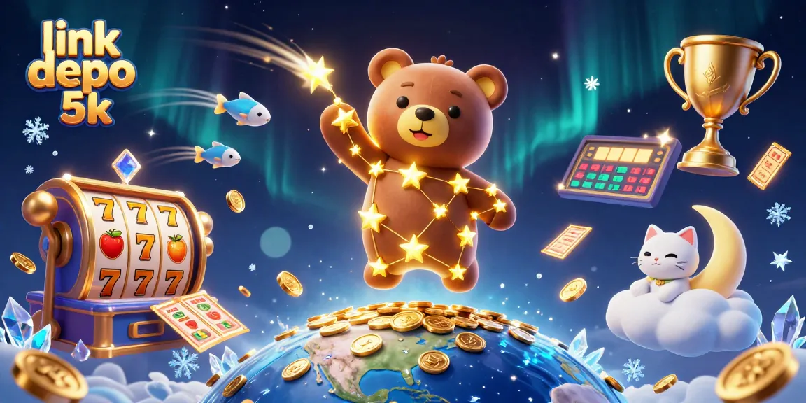 Engage with link depo 5k in a vibrant casino atmosphere featuring golden coins and slot reels.