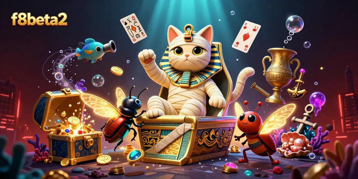 Spin the reels and unlock treasures with f8beta2 in a vibrant casino scene filled with gold coins.
