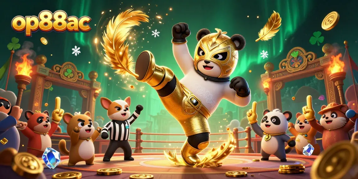 Experience thrilling wins at op88ac with a professional wrestler panda and animal spectators in an electrifying casino