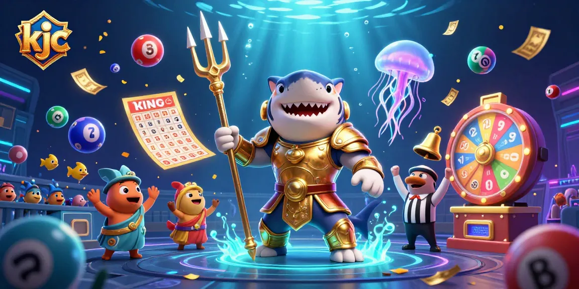 Join the action with KJC as a fierce shark gladiator battles in a vibrant casino colosseum.