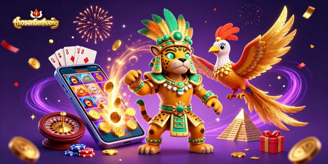 Win big with thosantienthuong's exciting slot game featuring a Mayan jaguar priest and thrilling casino elements.