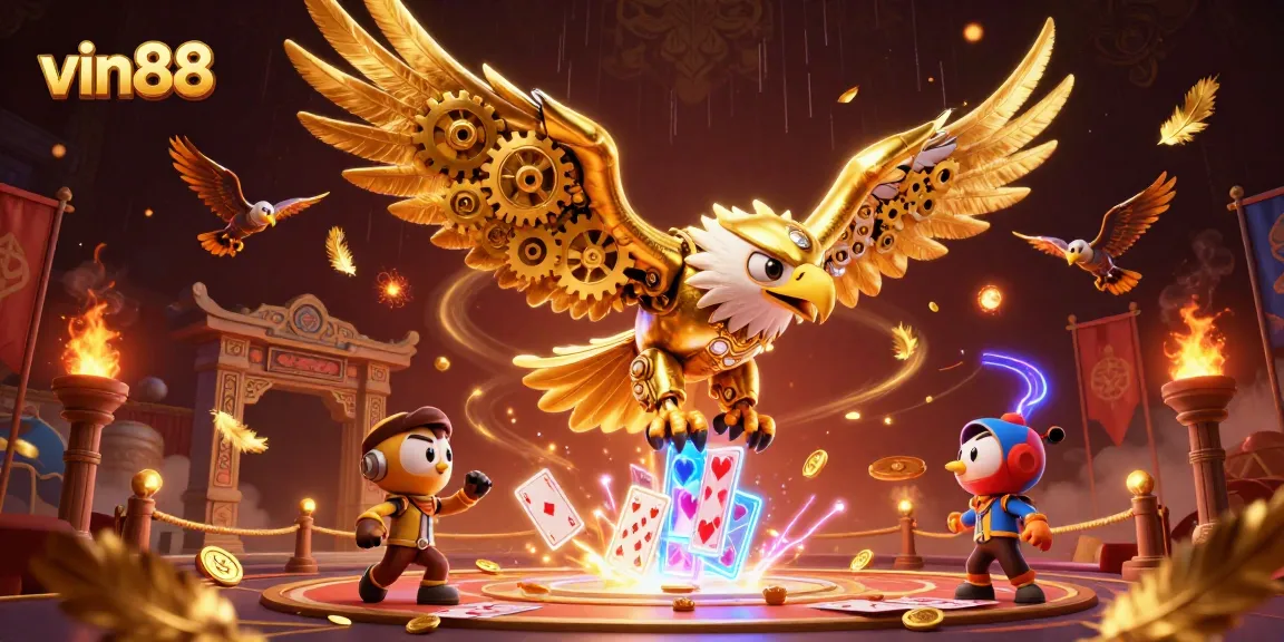 Experience thrilling wins at vin88 with the cybernetic eagle soaring through holographic cards.