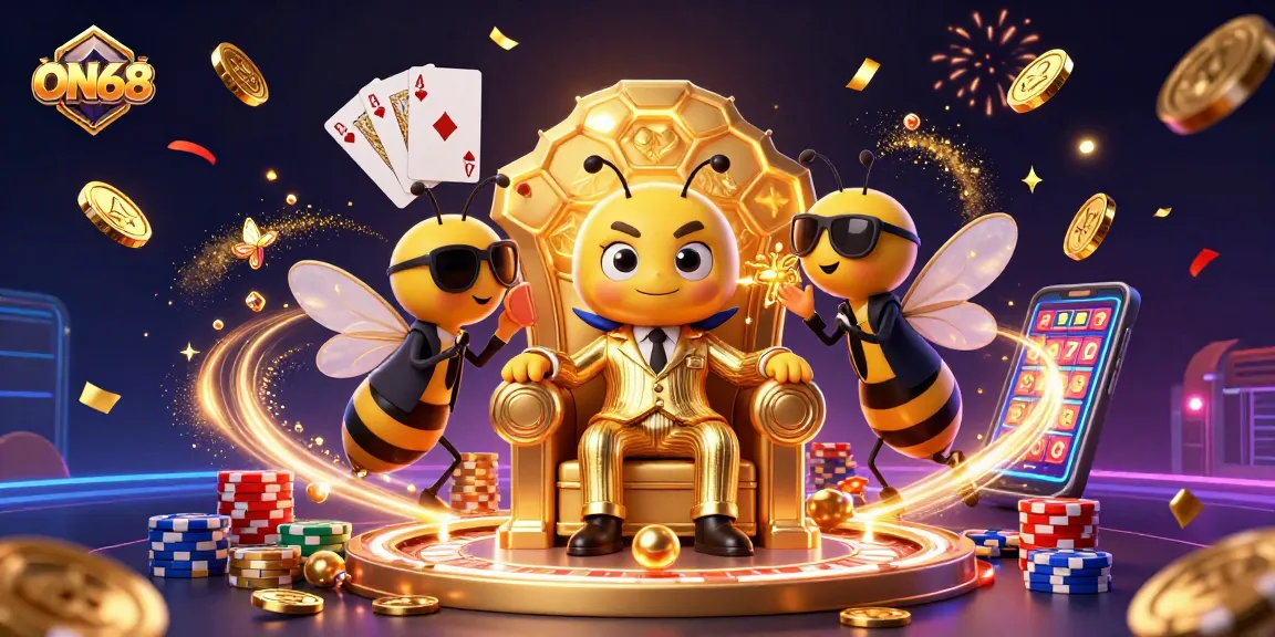 Experience thrilling gameplay at ON68 with dazzling casino elements and a bumblebee mob boss.